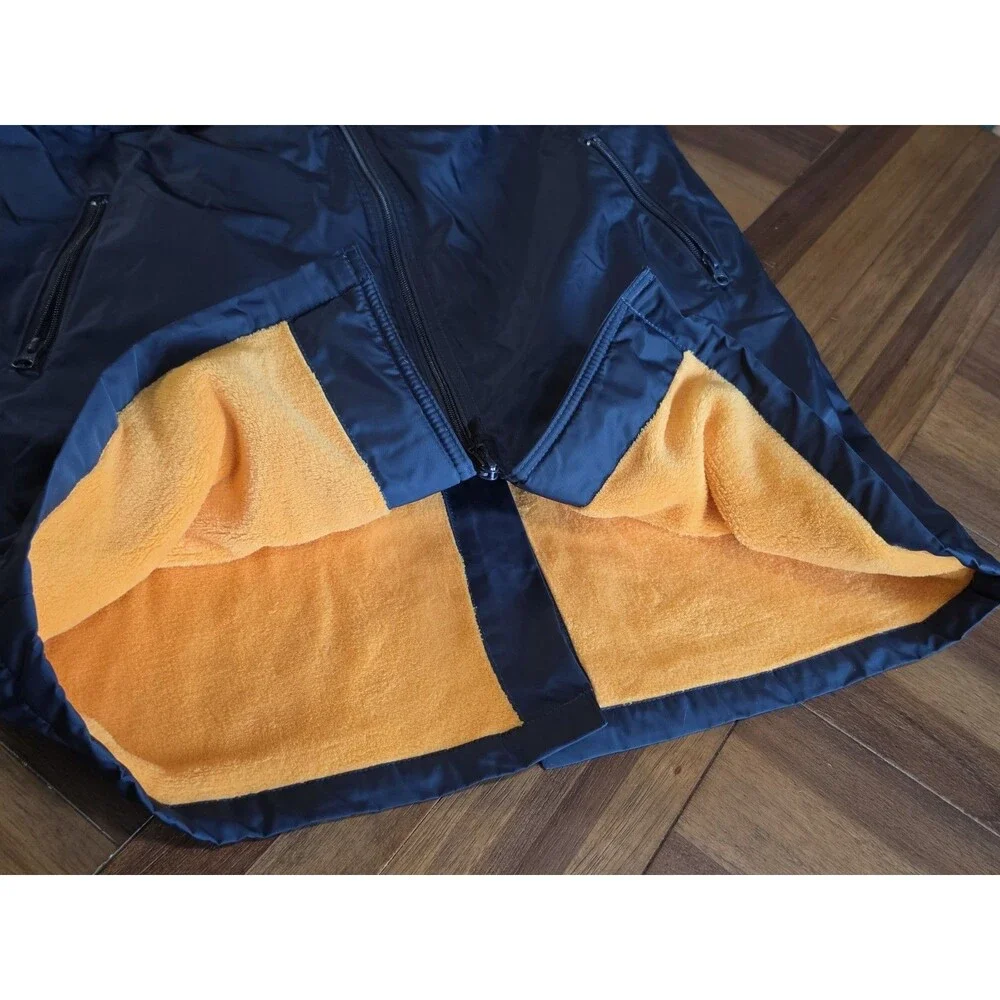 Sporti Youth Large Fleece Lined Swim Parka Navy Blue Hooded Water Resistant Long
